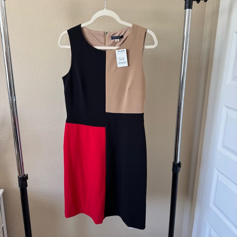 Tommy Hilfiger Colorblock Dress - Black, Red, Tan